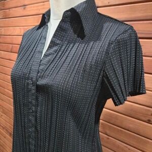 Y2K Womens Size Small Mini Micro Polka Dot Button Up Top Minimalist